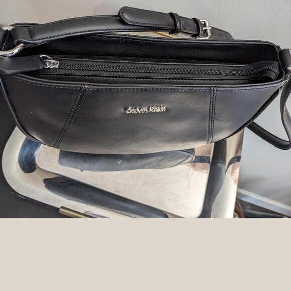 NEW Calvin Klein Black Leather Crossbody – Structured Sleek Minimalist Bag - Picture 7 of 10